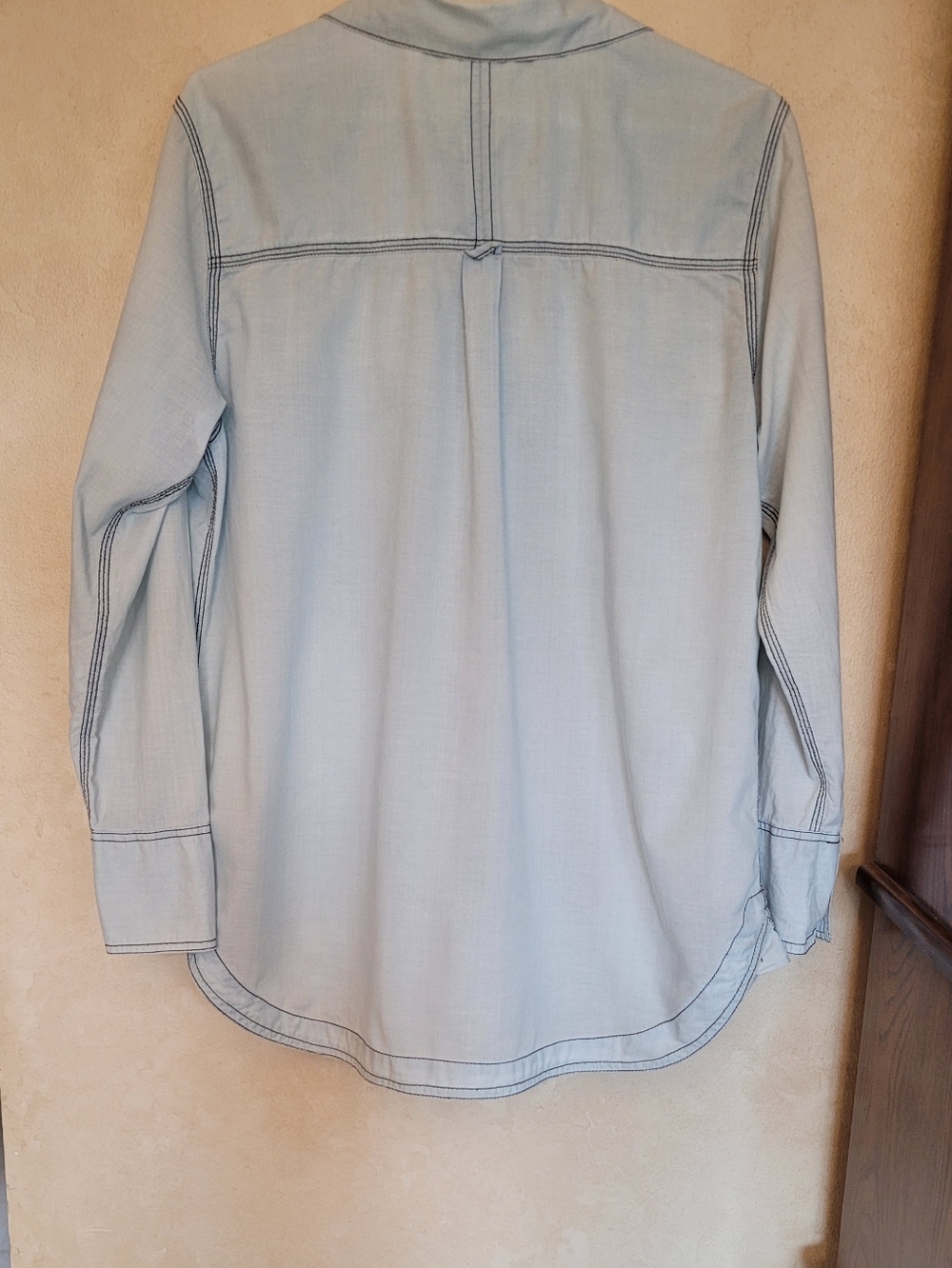 Free People Denim Chambray Button Down Medium - Picture 3 of 4